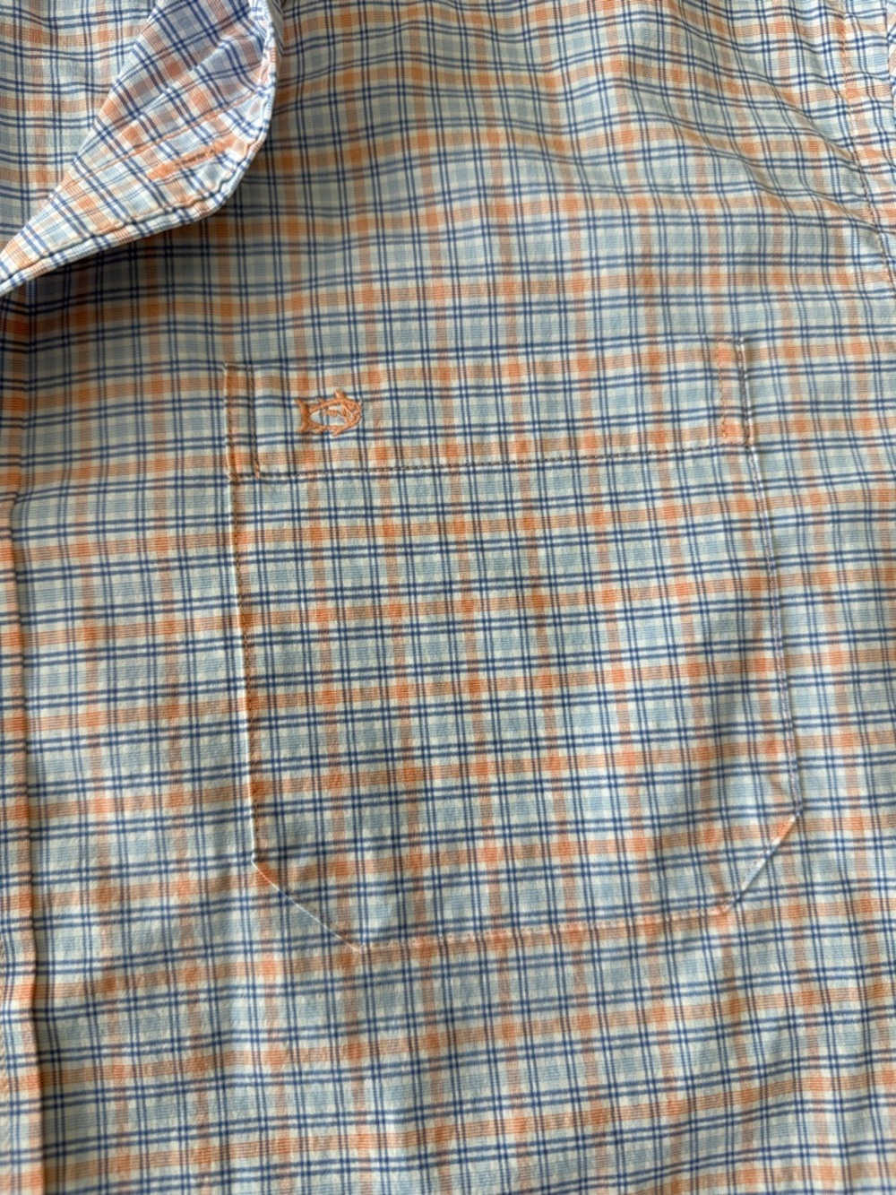 Southern Tide Intercoastal Blue & Orange Plaid Button-Down Shirt Men’s Large - Picture 4 of 7